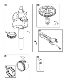 Crankshaft Group Diagram and Parts List for 61A277-0100-J1  Briggs and Stratton Engine